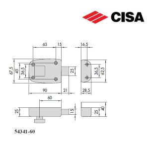 cisa rim lock 54341 dimensions