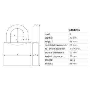 abus 34cs-55 steel padlock dimensions