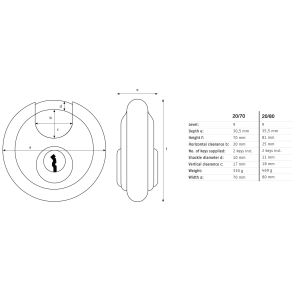 abus diskus 20-70 padlock dimensions